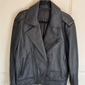 PAIGE Black Leather Bomber Jacket